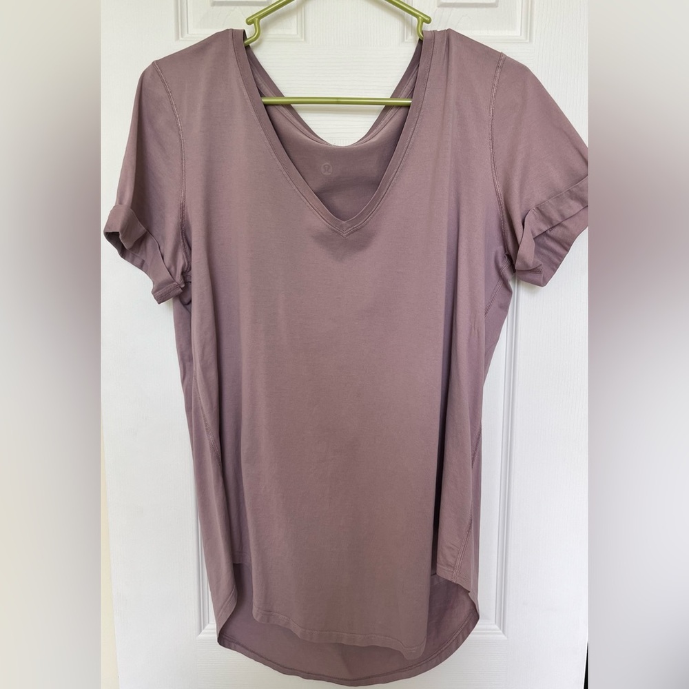 lululemon athletica Purple Pink Cuffed Sleeve Relaxed Tee